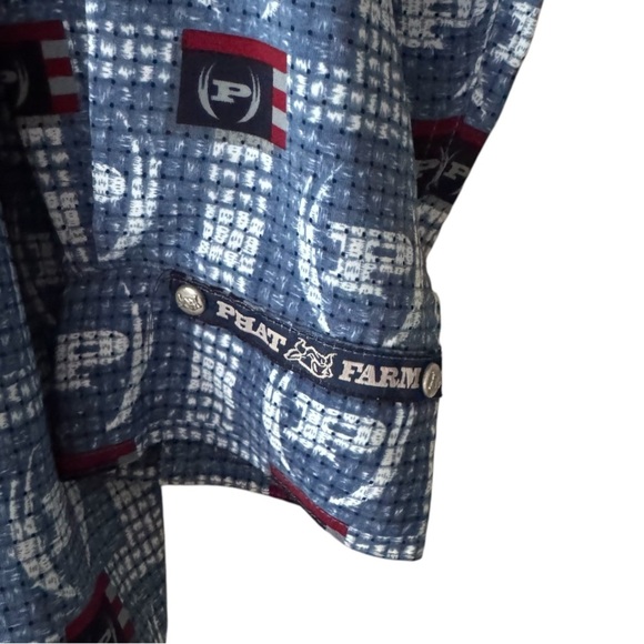 Phat Farm logo blue red vintage Y2K long sleeve button down 3XL - Picture 3 of 6